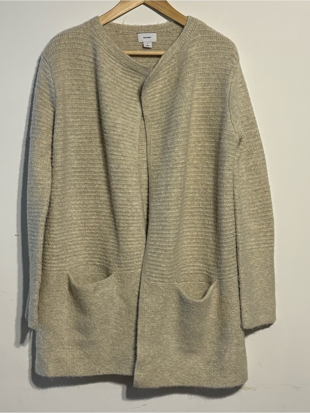 Old Navy Women's Cream Open-Front Knit Cardigan